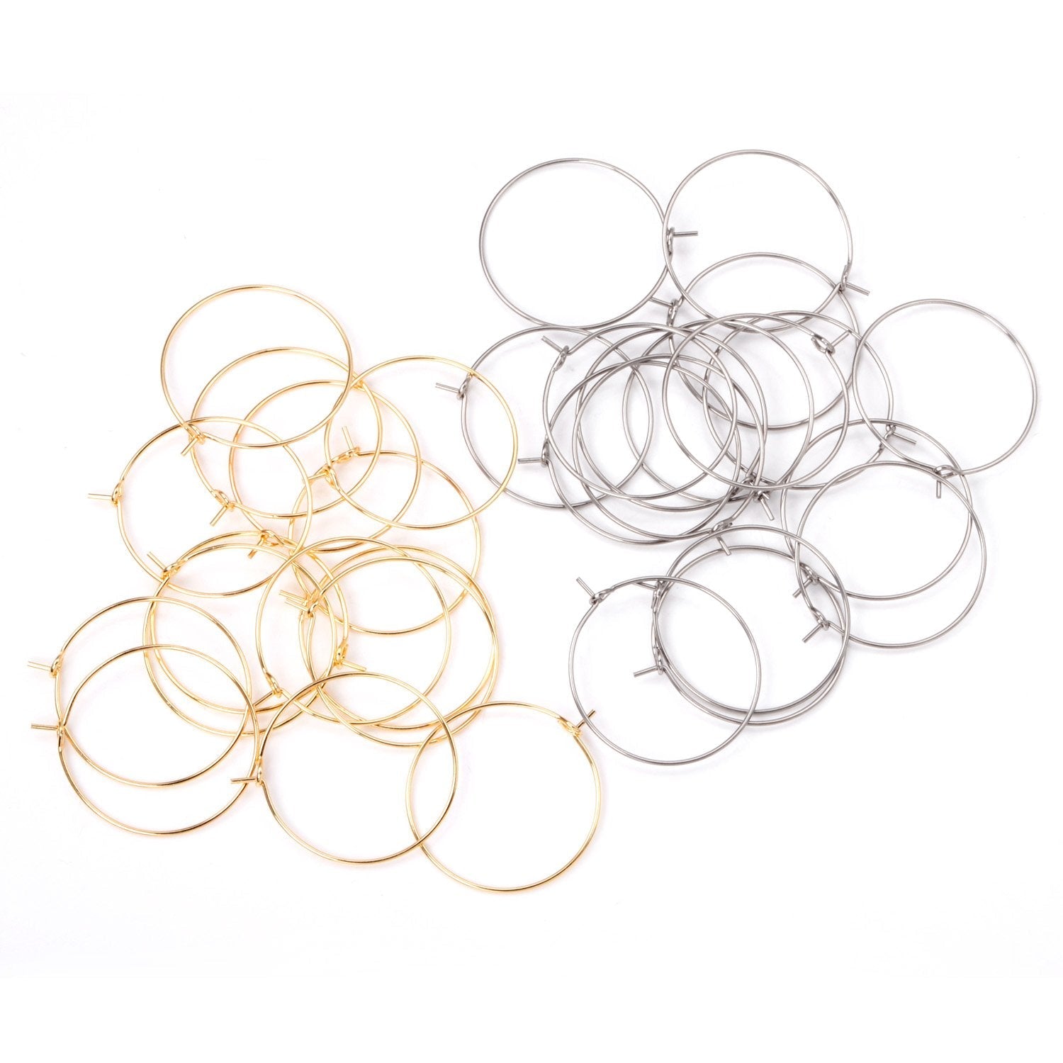 ASON 100pcs/lot Gold/Silver Color Big Circle Earring Hoops Stainless Steel Earring Clasps Metal Ring for Jewelry Making Supplies asonjewelry