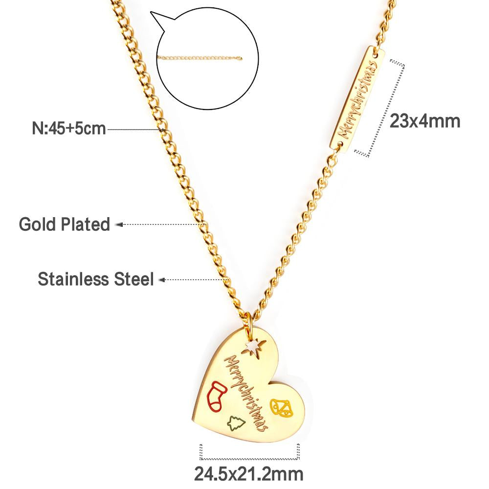 ASON Trendy Gold Color Heart Pendant Necklace 316L Stainless Steel Choker for Women Christmas Gift Jewelry Accessory asonjewelry