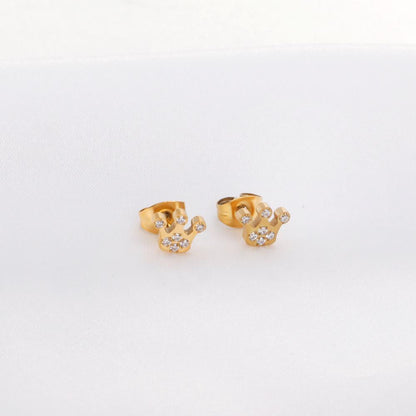 ASON Small Earrings Stainless Steel Star Heart Crown Earring with Rhinestones for Women Gold Color Jewelry Accessory asonjewelry