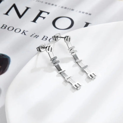 Smile Letter Earrings For Woman Positive Gifts Stainless Steel Tassel Brand Design Drop Pendient Birthday Party asonjewelry