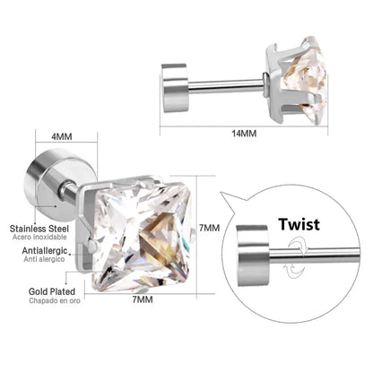 Square Crystal Earings Stainless Steel Piercing Stud Earrings 2020 New Jewelry For Women pendientes brincos aretes asonjewelry