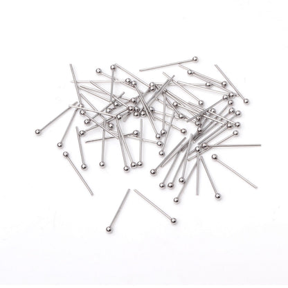 ASON 100pcs/lot Silver Color Stainless Steel Finding Ball Head Pins Bead Needle Round Head Needle For DIY Earring Jewelry Making asonjewelry