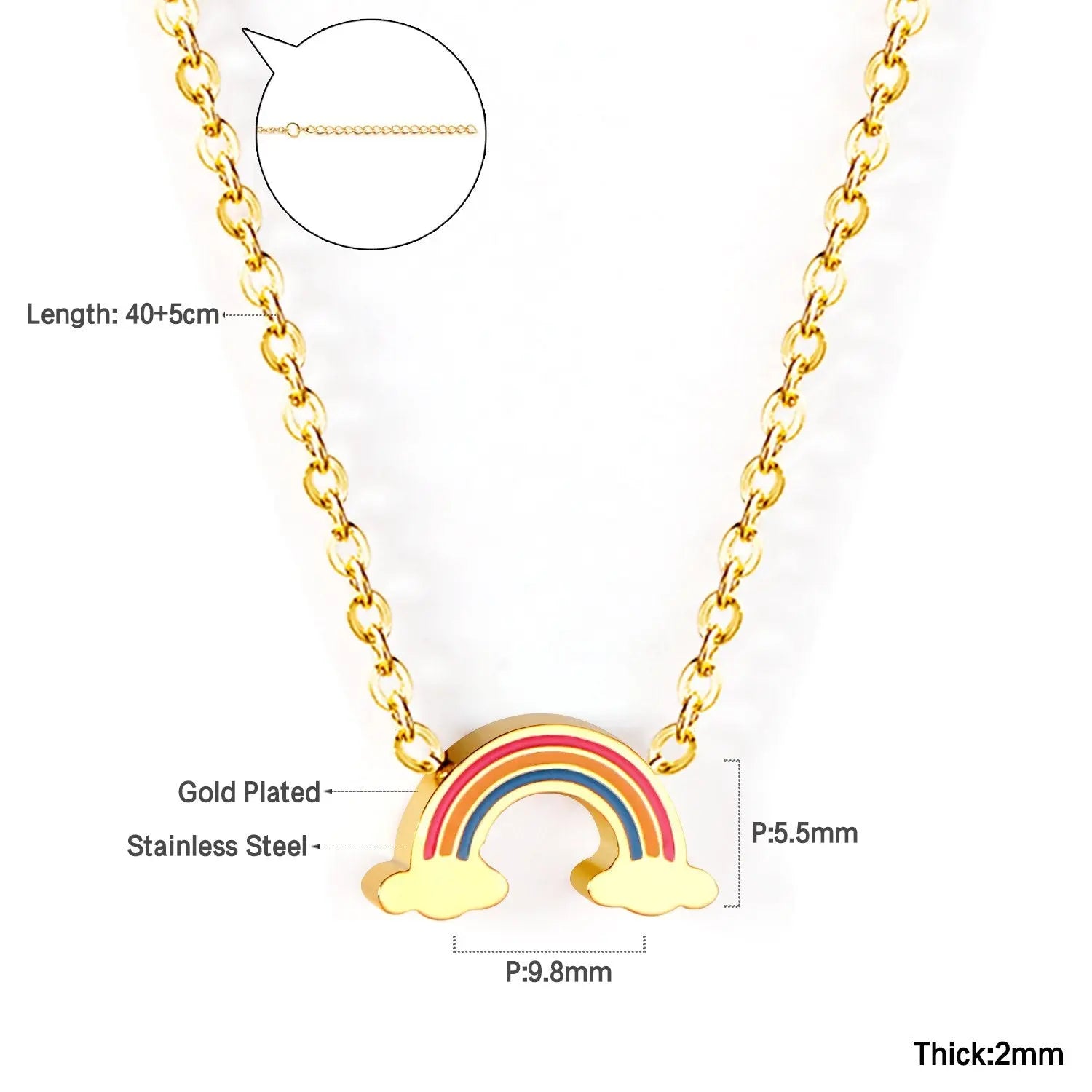 Rainbow Candy Pendant Necklace Women Stainless Steel Jewelry Wholesale Shell Fashion Pendant For Christmas Gifts asonjewelry