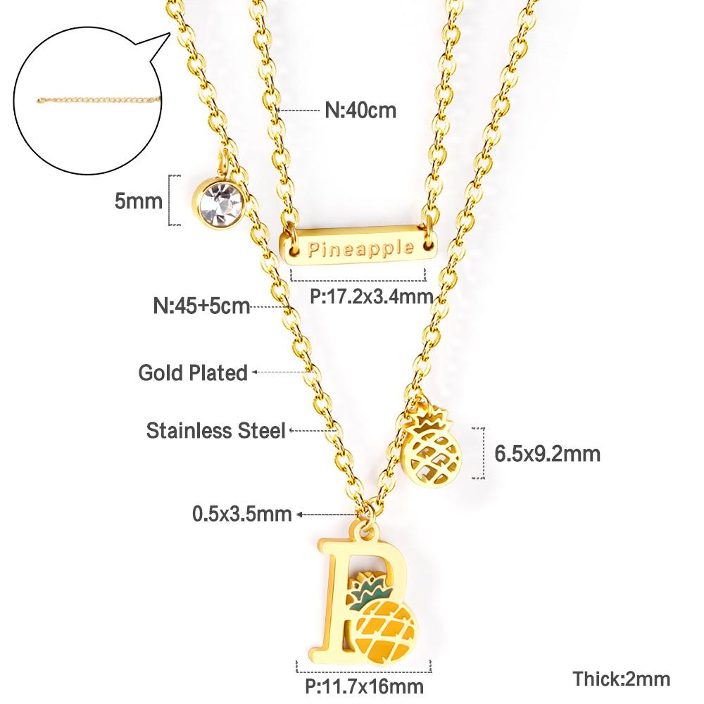 ASON Gold Color Cute Pineapple Pendant Necklace Stainless Steel Choker with Cubic Zirconia for Women Fashion Jewelry asonjewelry
