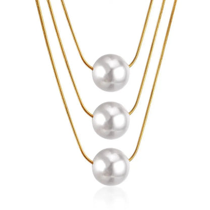 Fake Pearl Pendant Choker Chains Necklace Set Multi-layer Gold Necklaces For Women Jewelry collares colar collier asonjewelry