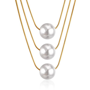 Fake Pearl Pendant Choker Chains Necklace Set Multi-layer Gold Necklaces For Women Jewelry collares colar collier