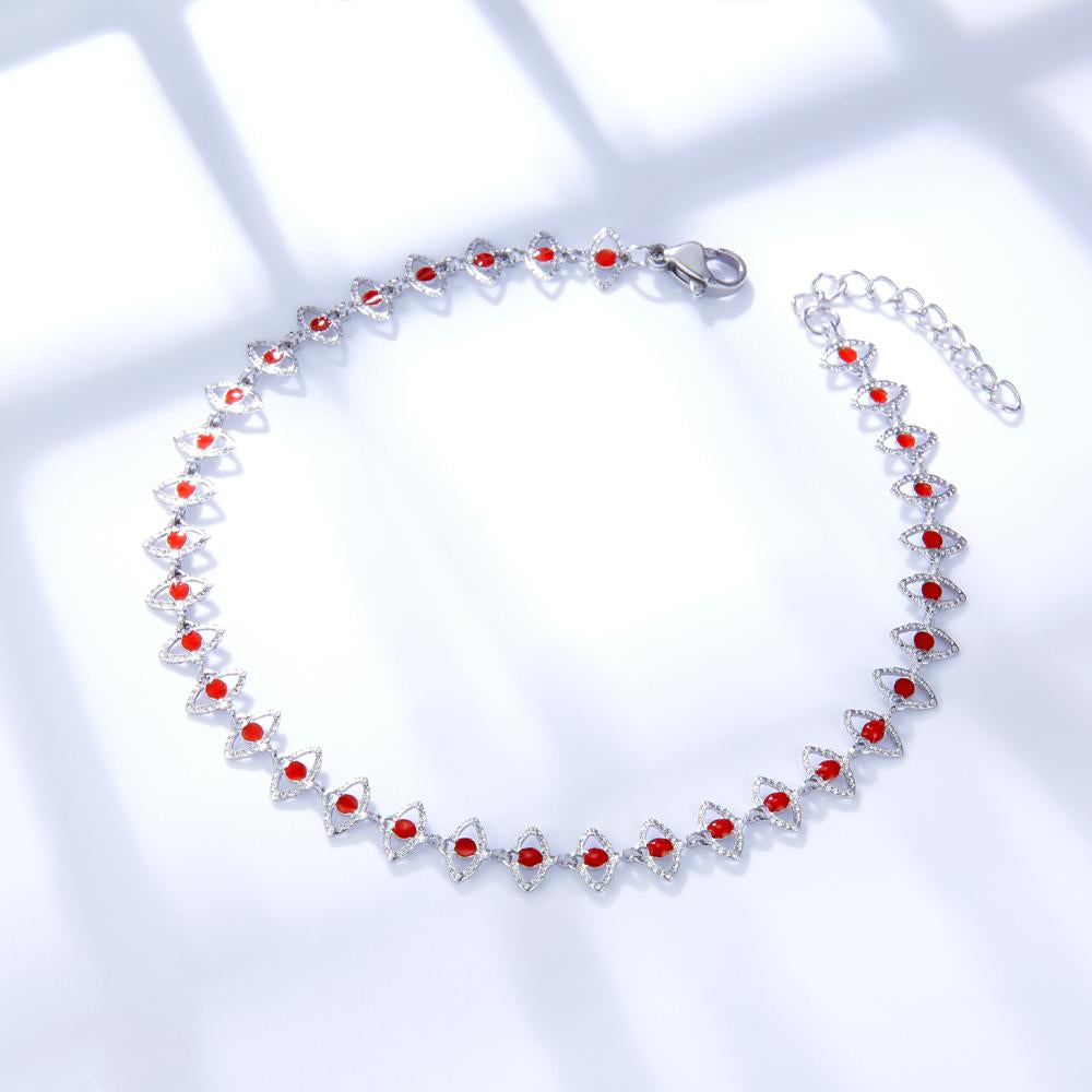 ASON 33 Red Eyes Accessories Chain Anklet Bracelets Gold Color Stainless Steel For Women Trendy Summer Boho Jewelry Fashion asonjewelry
