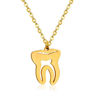 Hiphop Tooth Pendant Necklace Stainless Steel Link Chain Choker Necklace Statement Jewelry Collares Goth 2021 New