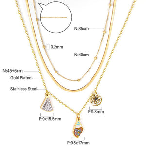 ASON – collier multicouche avec pendentif étoile conque, couleur or, chaîne serpent en acier inoxydable pour femmes, bijoux à la mode, cadeau 