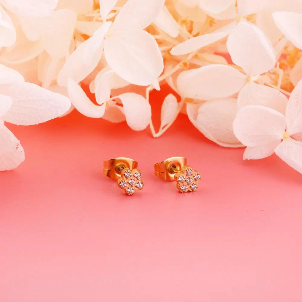 Women Earring New Trendy Stainless Steel Gold Color Flower Star butterfly Heart Monn Stud Earring Fashion Jewelry asonjewelry