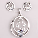 Fashion Gold Necklace Earring Jewellery Set Stainless SteelCrystal Wedding Bridal Dubai Jewelry Set For Girl Women