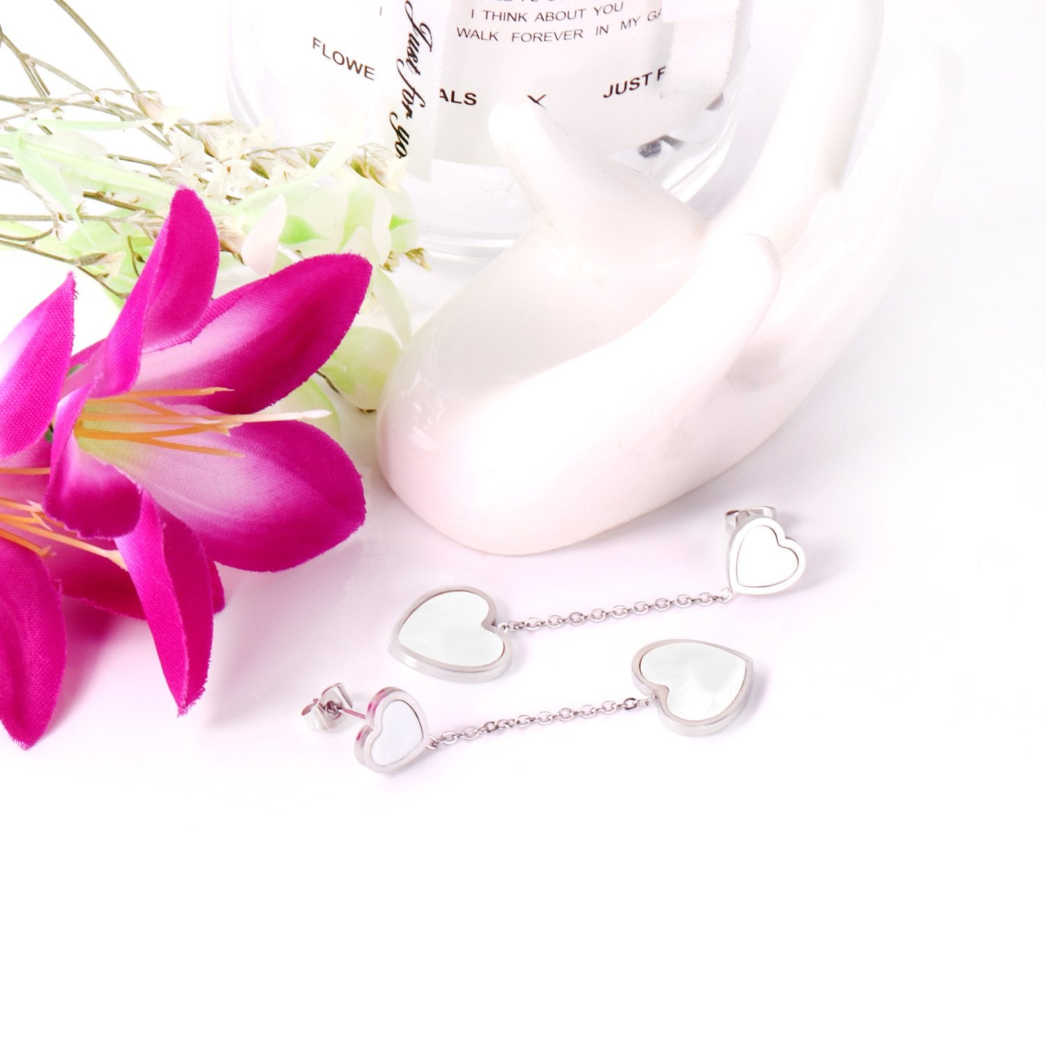 ASON Korean Style Statement Drop Earrings Shell Heart Dangle Earring Stainless Steel Jewelry for Women Femme Party Gift asonjewelry