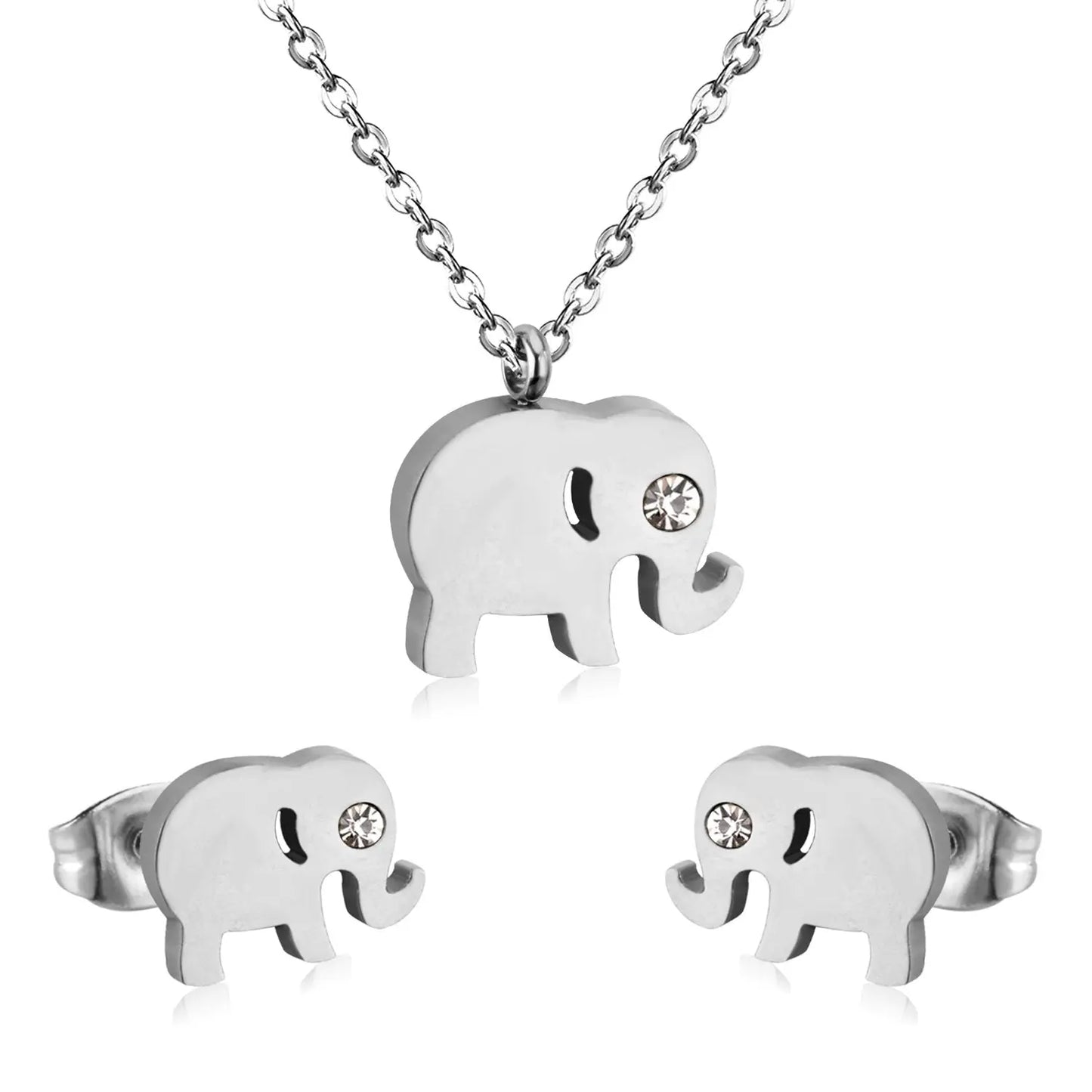 Cubic Zirconia Jewerly Sets animal elephant Pendant Necklace Earrring Sets For Women Collar Whosaele party asonjewelry