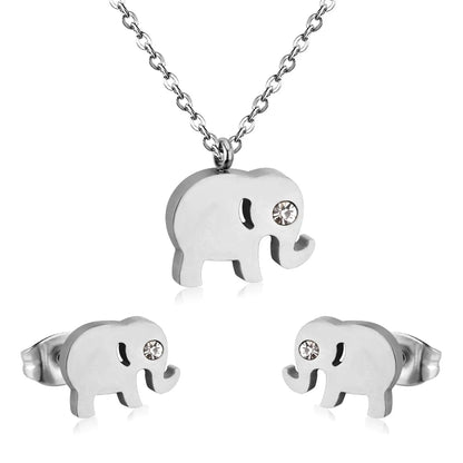 Cubic Zirconia Jewerly Sets animal elephant Pendant Necklace Earrring Sets For Women Collar Whosaele party asonjewelry