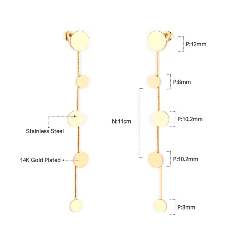 ASON Trendy Dangle Round Pendants Piercing Drop Earrings Gold Color Stainless Steel for Women Party Gift Fashion Jewelry asonjewelry