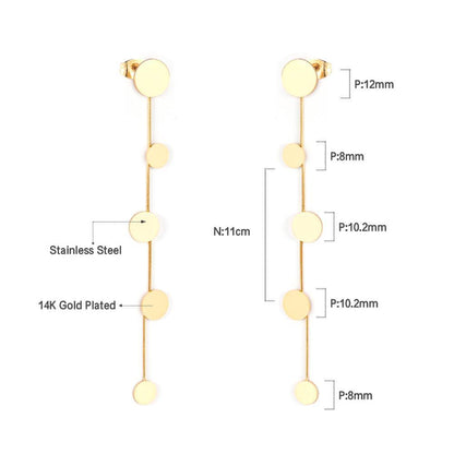 ASON Trendy Dangle Round Pendants Piercing Drop Earrings Gold Color Stainless Steel for Women Party Gift Fashion Jewelry asonjewelry