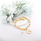 ASON-anillo redondo de acero inoxidable para mujer, sortija redonda de 18 + 3cm, espaciador y perlas, accesorios de joyería, pulseras para mujer, ropa de calle diaria