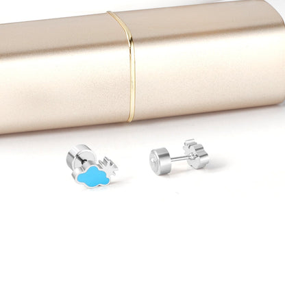 ASON Cute Children's Ear Stud Silver Color Stainless Steel Blue Cloud Small Cartoon Earrings for Girl Women Gifts Jewelry asonjewelry
