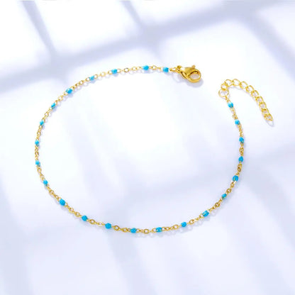 Bohemian Green Blue Yellow Beads Chain Anklets Stainless Steel Summer Ankle Bracelet Body Jewelry Gifts For Women Girl asonjewelry