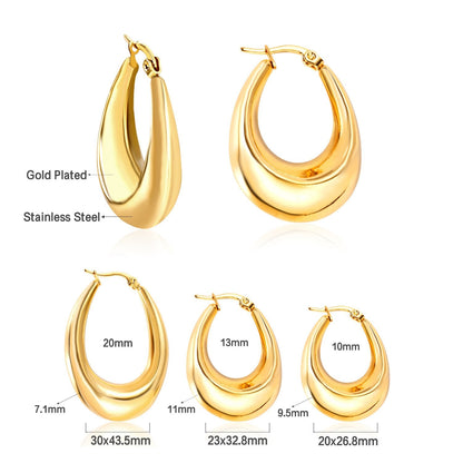 ASON Korean Style Smooth Big Circle Hoops Earrings Gold Color Stainless Steel for Women Girl Fashion Jewelry Piercing Boho asonjewelry