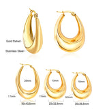 ASON Korean Style Smooth Big Circle Hoops Earrings Gold Color Stainless Steel for Women Girl Fashion Jewelry Piercing Boho