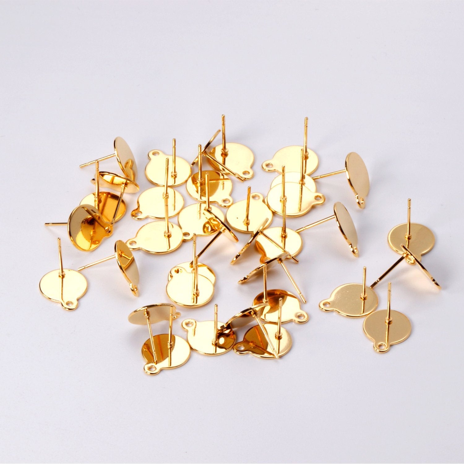 ASON 100Pcs/Lots Ear Studs Earring Accessories Studs Stainless Steel Gold Base Setting Connector For DIY Jewelry Making Supplies asonjewelry