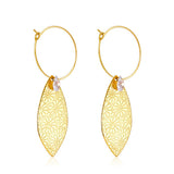 Summer Stainless Steel Geometric Hoop Earrings Minimalist Fan Leaf Shape Unusual Beach Waterproof Jewelry For Women