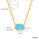 Collar con colgante de caramelo de arcoíris para mujer, joyería de acero inoxidable, colgante de moda de concha al por mayor para regalos de navidad 