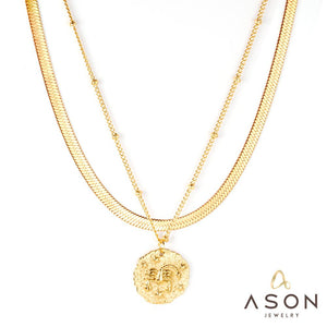 ASON-collar con colgante de escorpión de acero inoxidable para mujer, cadenas planas multicapa de Color dorado, accesorios de joyería de moda 