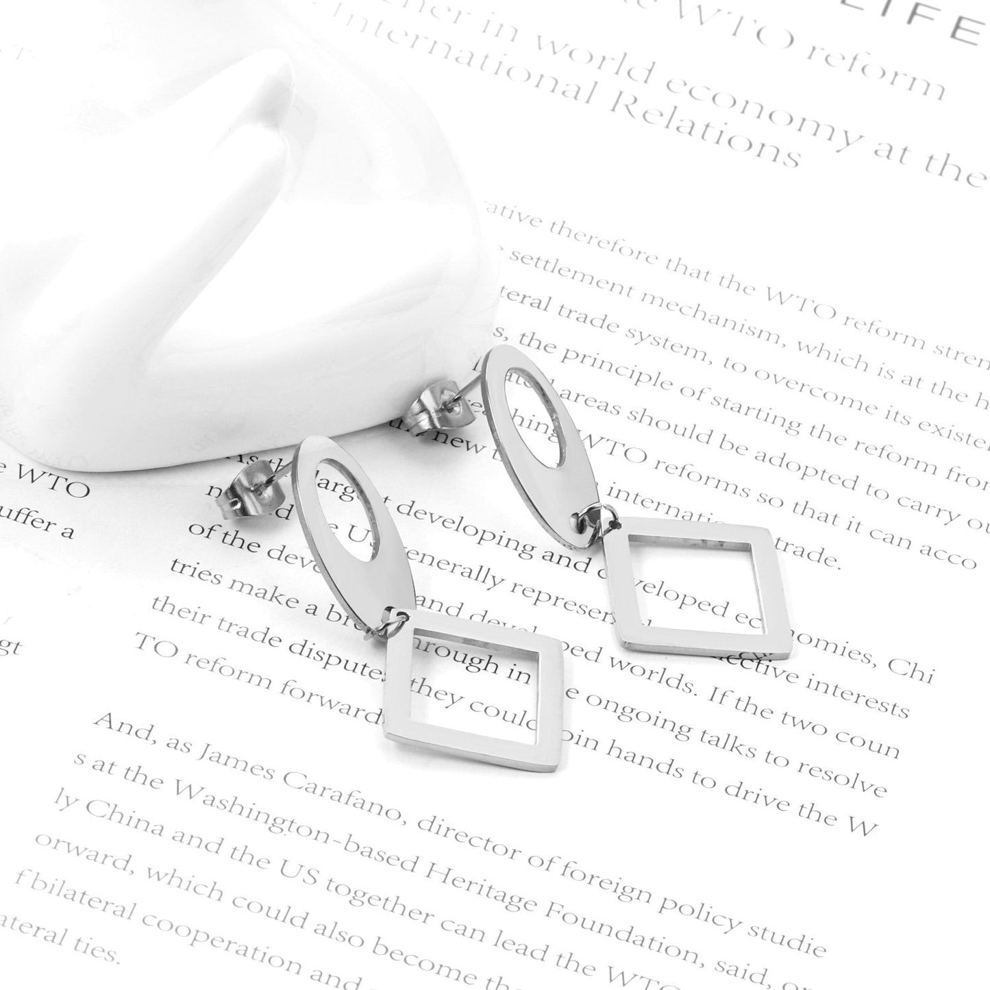 ASON Classic Gold Color Square Pendant Dangle Piercing Earrings Stainless Steel Drop Earring for Women Accessories Jewelry asonjewelry