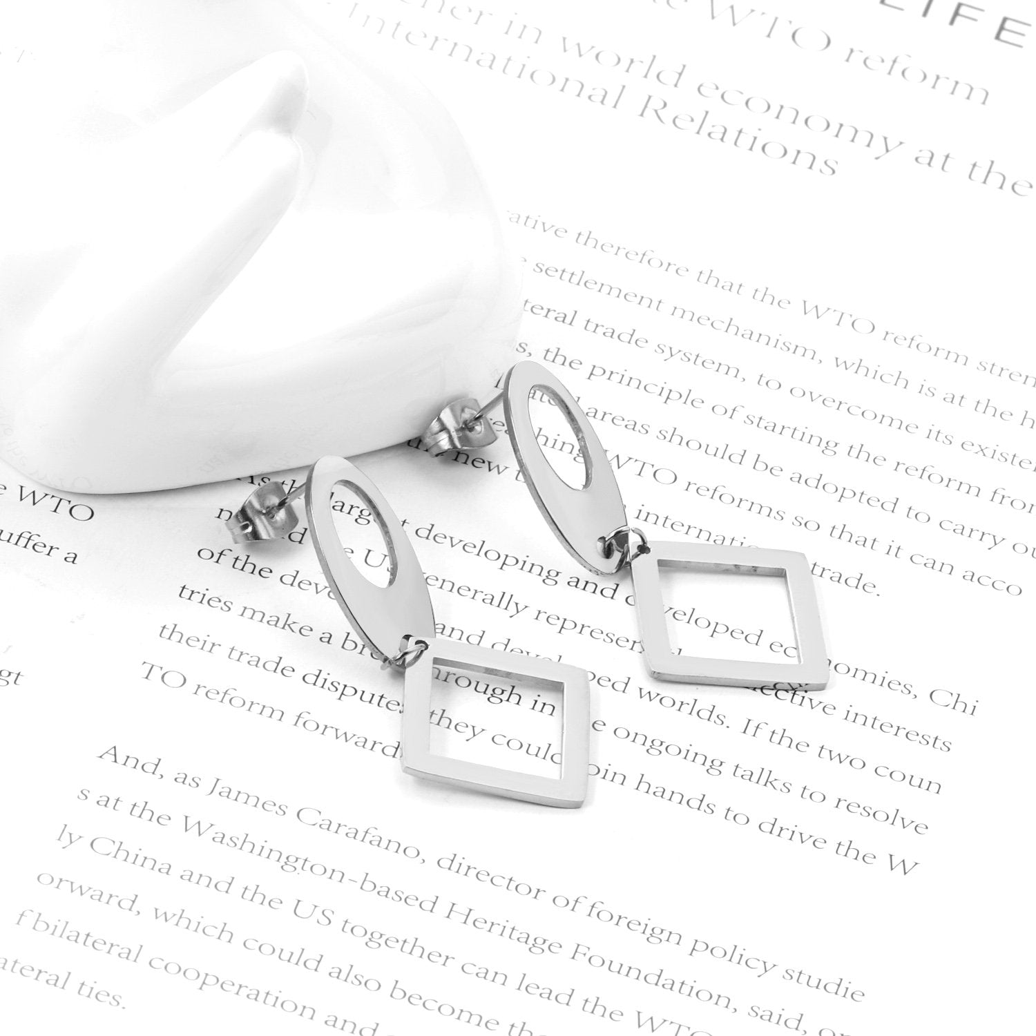 ASON Classic Gold Color Square Pendant Dangle Piercing Earrings Stainless Steel Drop Earring for Women Accessories Jewelry asonjewelry