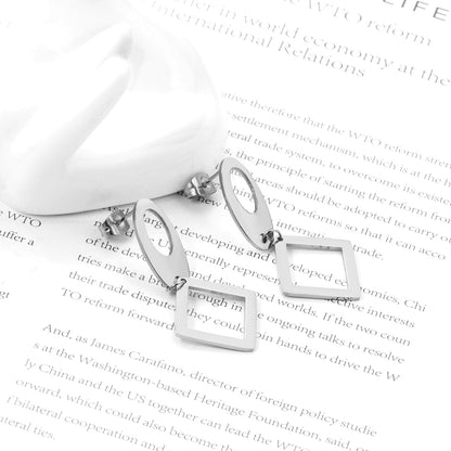 ASON Classic Gold Color Square Pendant Dangle Piercing Earrings Stainless Steel Drop Earring for Women Accessories Jewelry asonjewelry