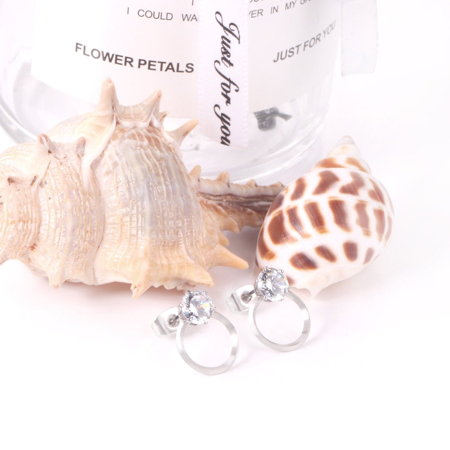 ASON Wedding Jewelry Round Cubic Zirconia Anti-allergy Stud Earring Stainless Steel Round Earrings Female Accessories Party asonjewelry