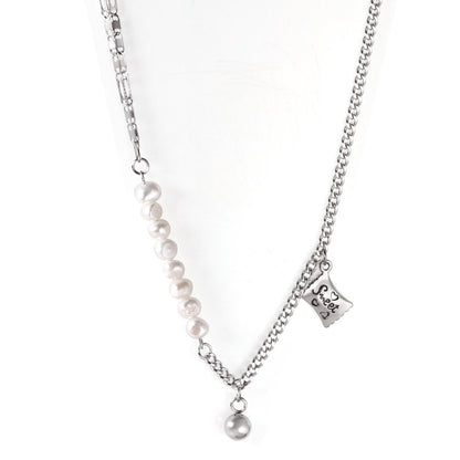 ASON Vintage Baroque Irregular Pearl Pendant Chain Necklace Stainless Steel Geometric Fashion Jewelry for Women Party Gift asonjewelry