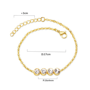 Charm Gold Color Pulseras Bracelets For Femme Women Link Chain Round Crystal Bracelet  Jewellery accesorios