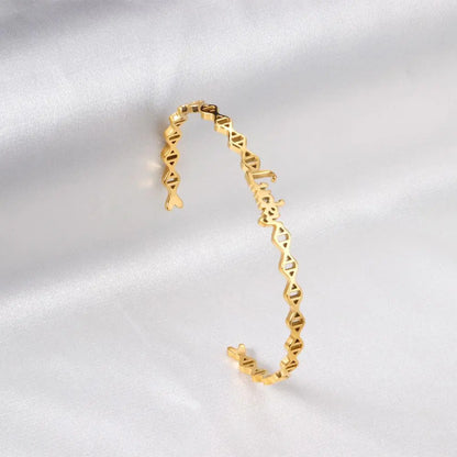 Geometric Statement Bangles Stainless Steel Letter Lucky Cuff Bracelets On Hand For Friends Gifts Girls Birthday asonjewelry