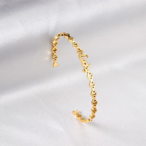 Geometric Statement Bangles Stainless Steel Letter Lucky Cuff Bracelets On Hand For Friends Gifts Girls Birthday