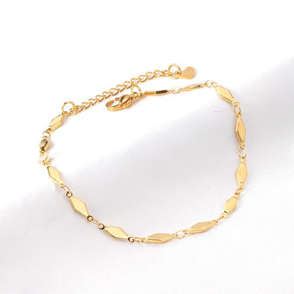 ASON Geometric Anklet Charm Foot Chain with 22+5cm Extender Gold Color Stainless Steel Fashion Jewelry Gift Accessories asonjewelry
