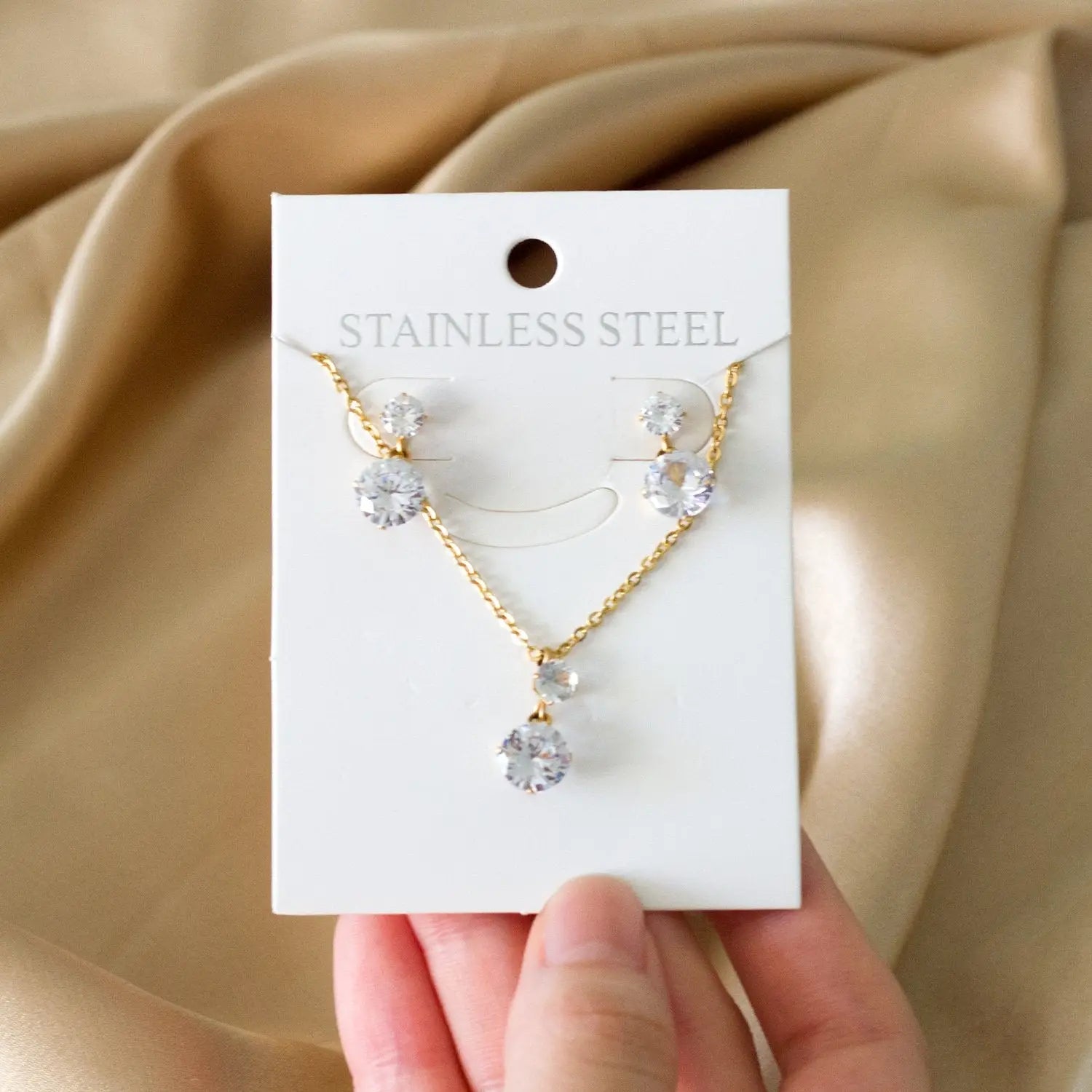 Stainless Steel Crystal Fashion Necklaces Earrings Jewelry Sets For Ladies Necklace Set Jewellry pendientes mujer asonjewelry