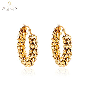 ASON-pendientes de aro grandes inusuales para mujer, aretes circulares Vintage de acero inoxidable 316L, joyería de moda de 30/40/45mm 