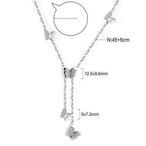 Collares bonitos estéticos de hadas y mariposas para mujer, collares Vintage para suéter de invierno, joyería de acero