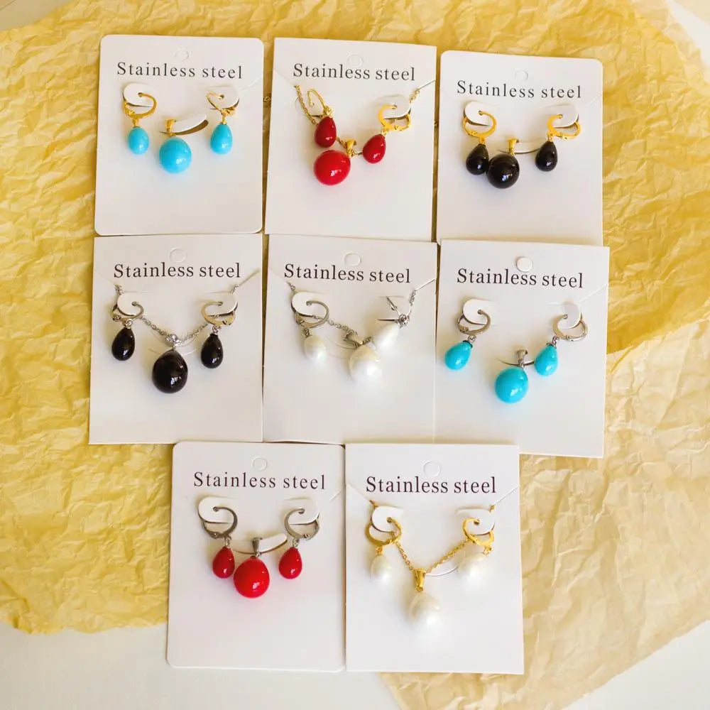 Imitation Pearl Bridal Dubai Jewelry Sets Water Drop Fashion Wedding Necklace And Earring Sets For Women Spring Hot asonjewelry