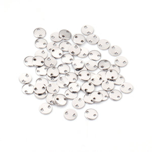 ASON 100pcs/lot Stainless Steel Round Tags Charm Pig Nose Pendant With 2 Connector For Necklace Bracelet Jewelry Making Supplies
