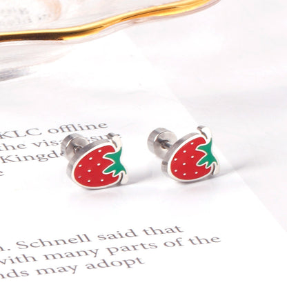 ASON Cute Strawberry Cloud Rainbow Stud Earrings Children's Earrings Stainless Steel Fashion Jewelry for Girl Women asonjewelry
