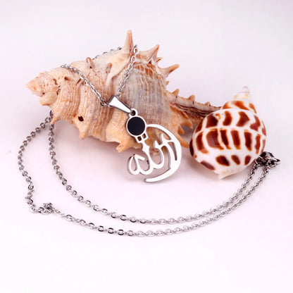 Black/Bule Round Shape Oil Drip Pendant Necklaces Stainless Steel Gold Color Chain Choker For Women Party Gift asonjewelry