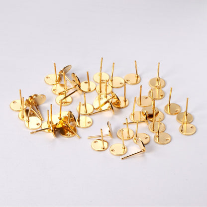 ASON 100 Pcs/Lots Small Ear Studs Round Shape With Holes Stainless Steel Base Setting Connector For DIY Jewelry Making Supplies asonjewelry