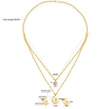 Stainless Steel Moon Star Double Chain Wedding Bridal Dubai African Jewelry Set Earring Necklace Women Jewelry sets