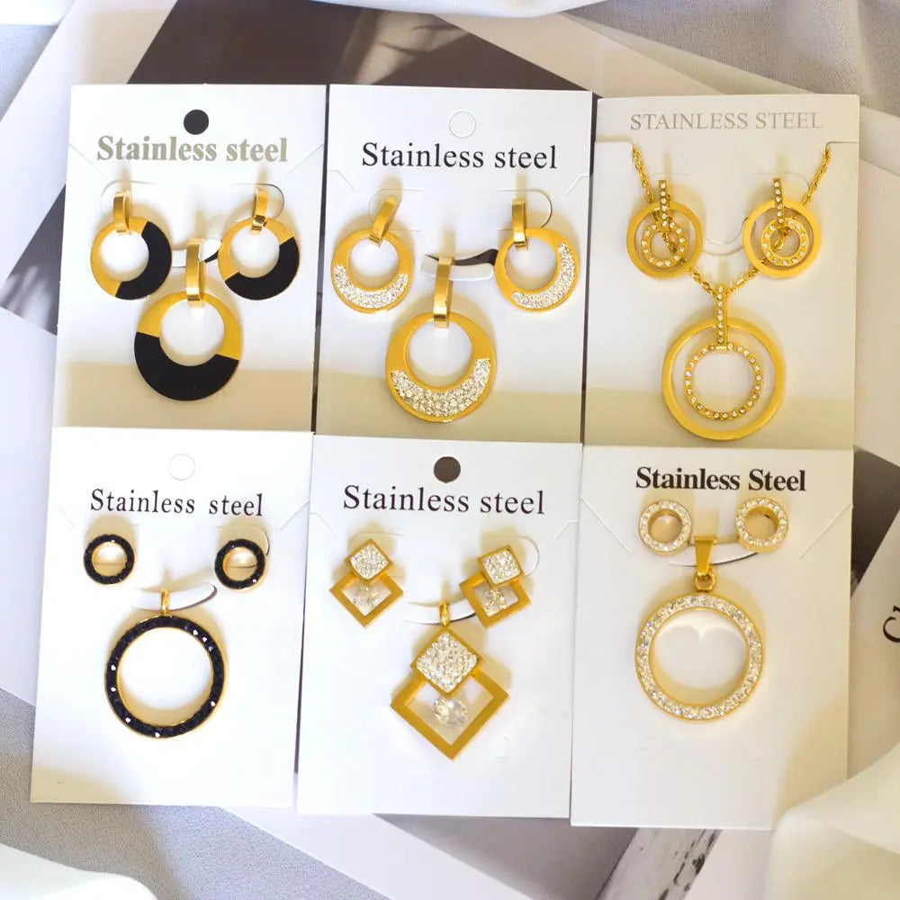 Brand New Circles Big Pendants With AAA Zirconia Jewelry Sets For Woman Man Luxury Wedding Jewelry Gifts 2022 asonjewelry