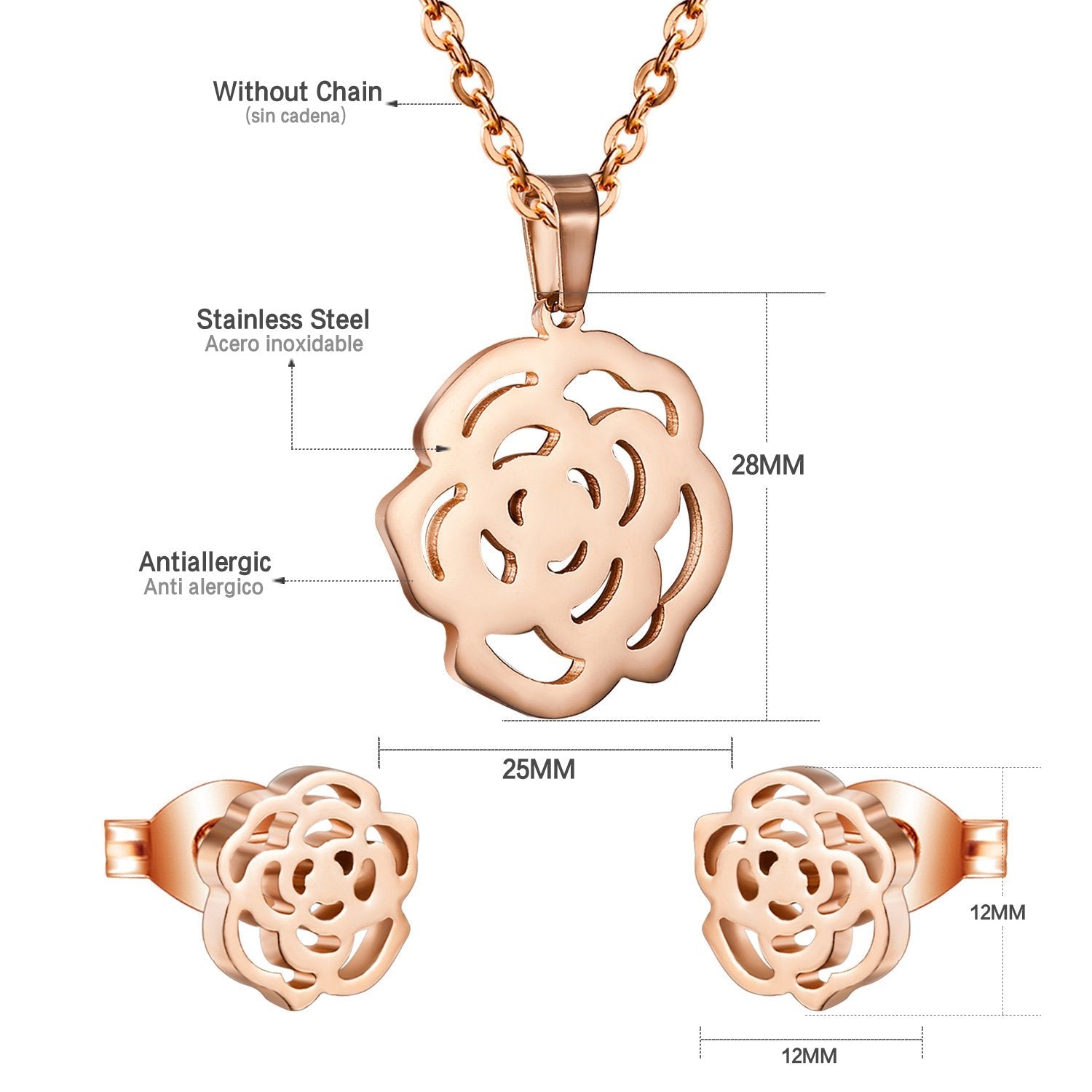ASON Gold Color Accessories Classic Jewelry Flower Pendants Link Chains Necklace Earrings Jewelry Set For Women Wedding asonjewelry
