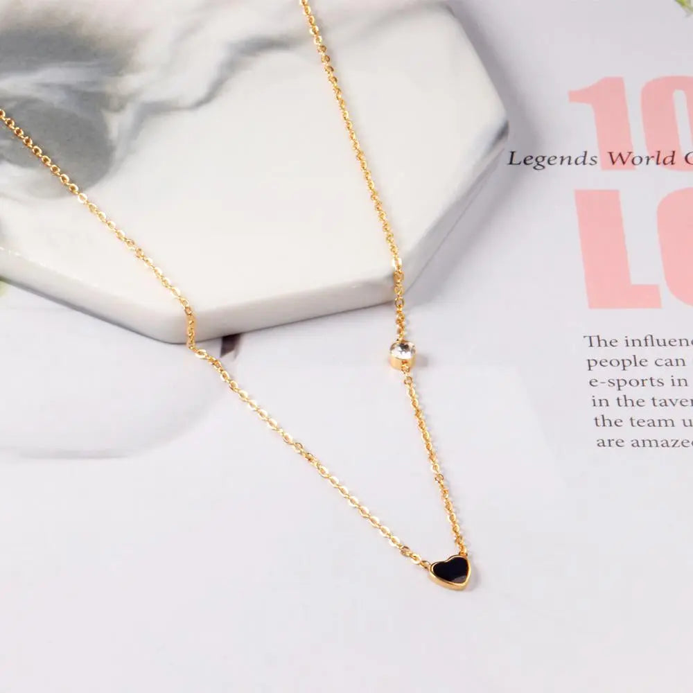Red Heart Pendant With Crystal Stainless Steel Chain Necklace For Girls Fashion Party Jewellry Accessories 2021 Hot asonjewelry